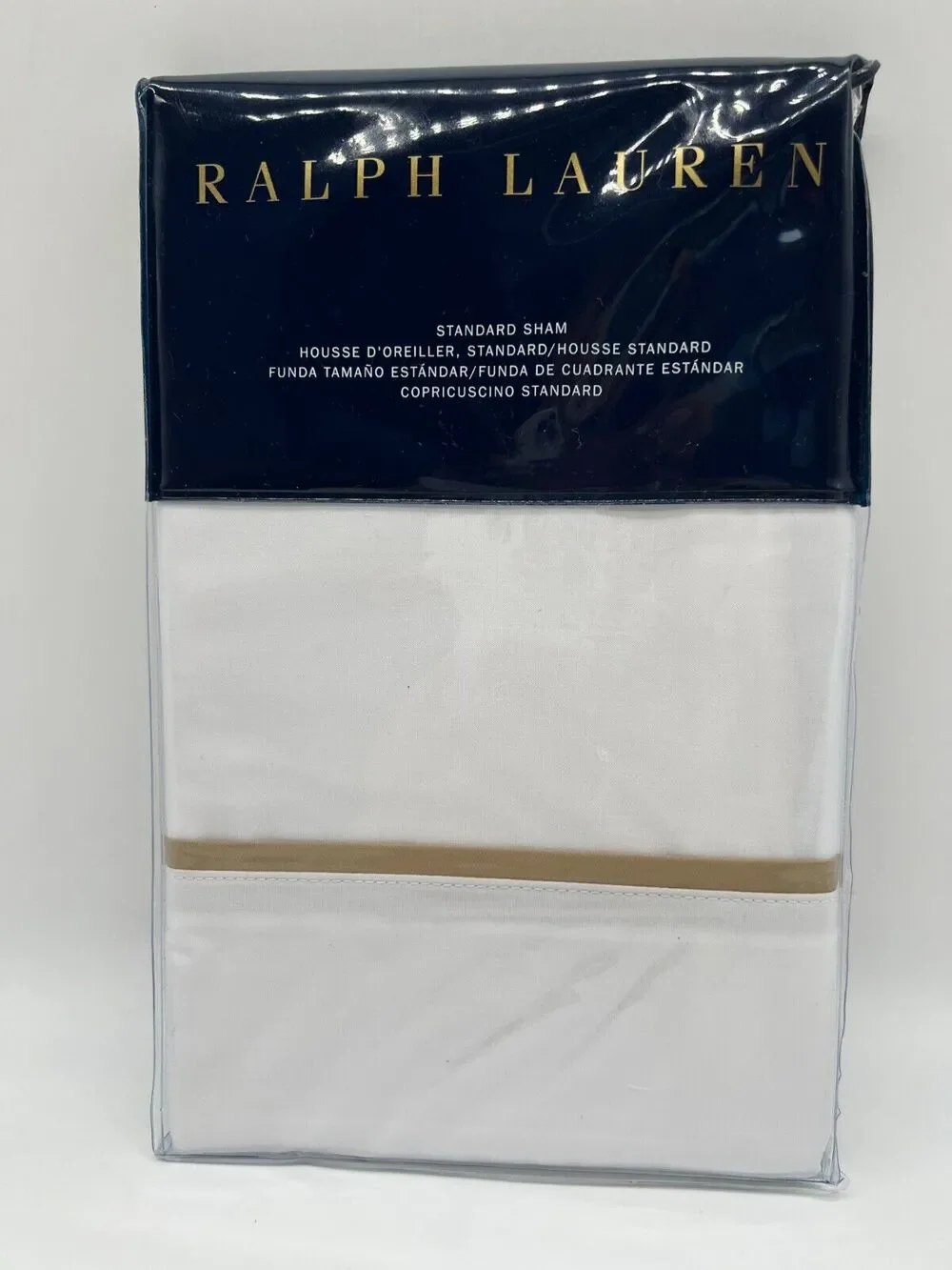 Ralph Lauren Palmer Burnished Chamois white tan Standard Sham 100% Cotton
